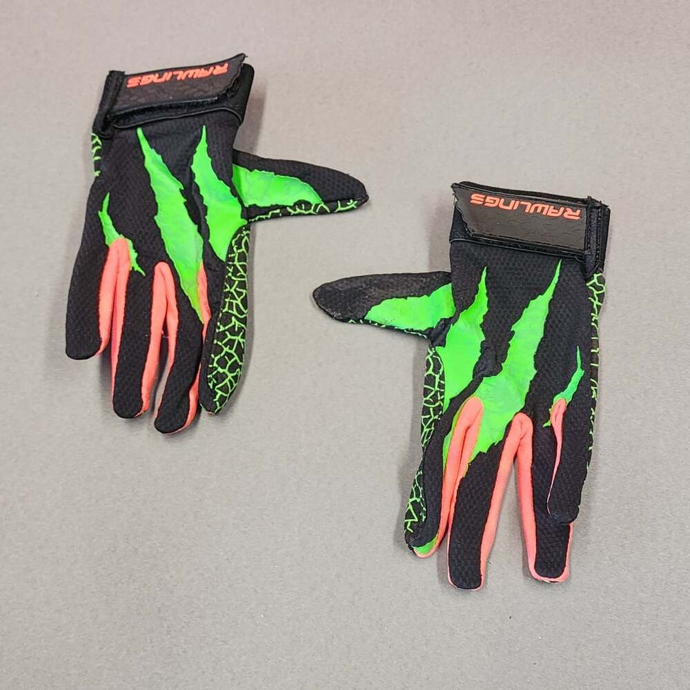 Rawlings Raptor Batting Gloves Youth L Black Green Neon